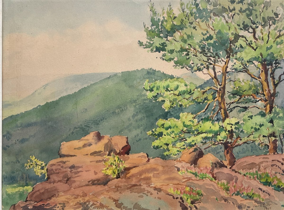 Watercolor By Paul Raymond Forestier 1902-1991 -photo-1
