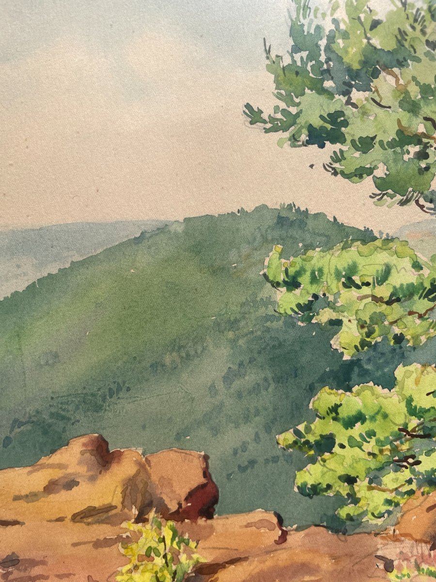 Watercolor By Paul Raymond Forestier 1902-1991 -photo-3