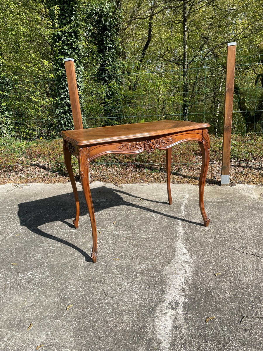 Louis XV Style 1900 Side Table In Walnut-photo-2