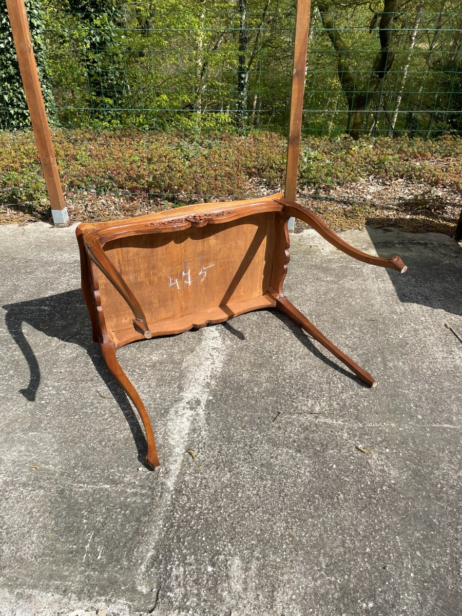 Louis XV Style 1900 Side Table In Walnut-photo-3