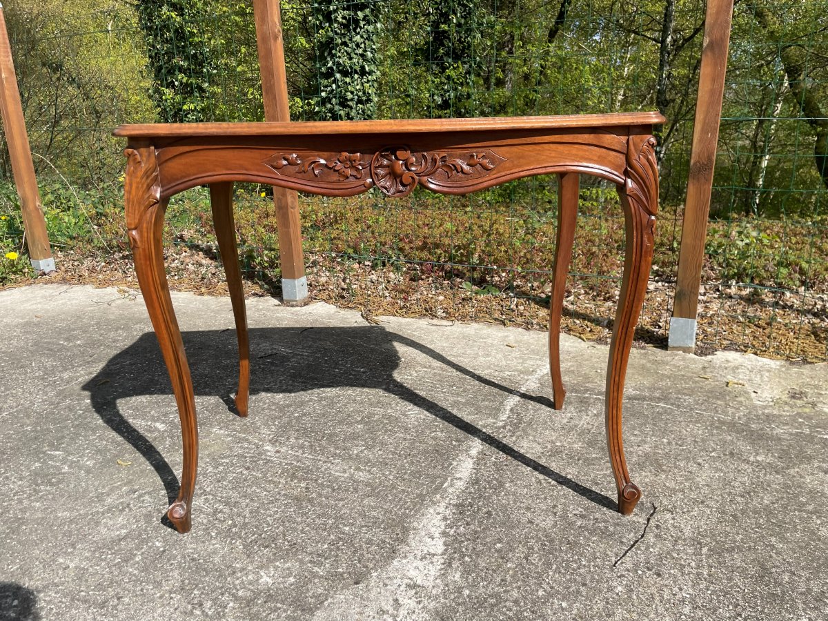 Louis XV Style 1900 Side Table In Walnut-photo-5