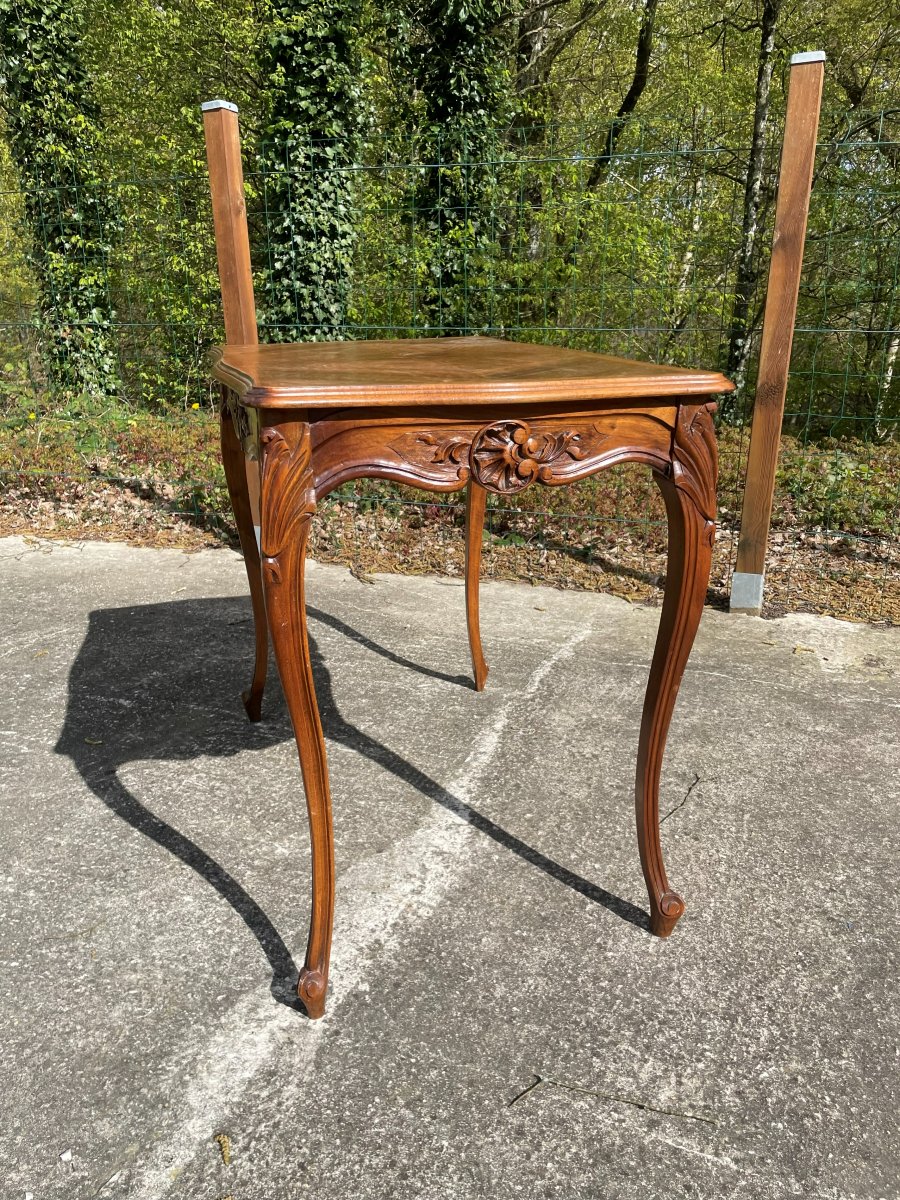 Louis XV Style 1900 Side Table In Walnut-photo-8