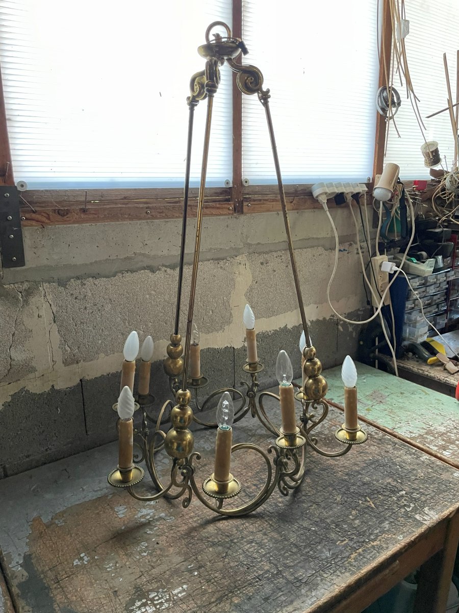 Lustre en bronze de salon ou de hall -photo-2