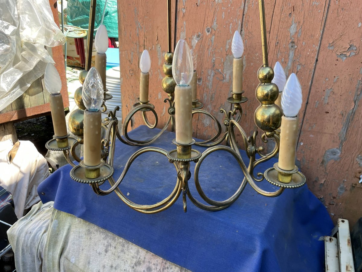 Lustre en bronze de salon ou de hall -photo-3