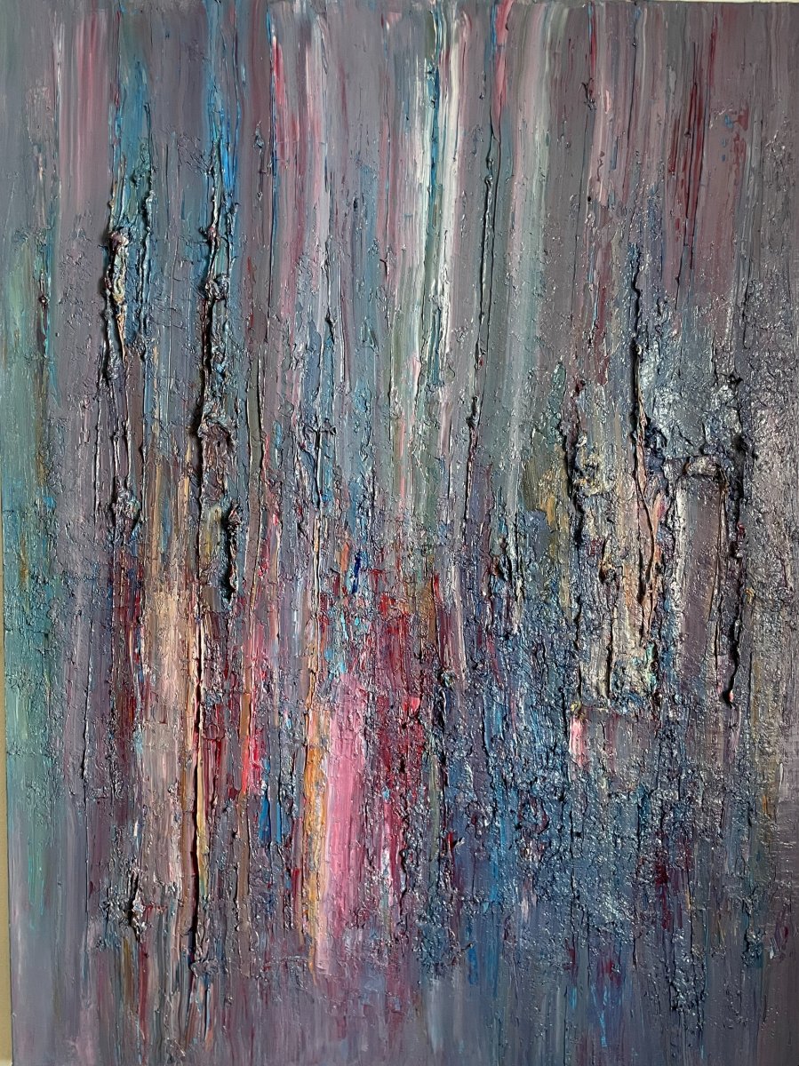 FOUGERAND " Flambé de Pétrole  " Huile sur toile 130 x 97 cm-photo-2