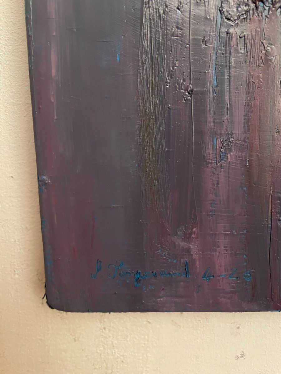 FOUGERAND " Flambé de Pétrole  " Huile sur toile 130 x 97 cm-photo-3