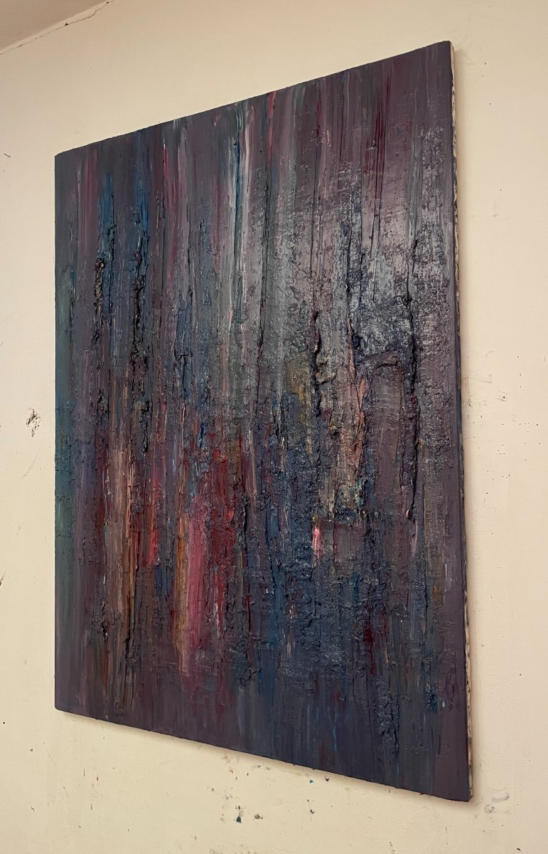 FOUGERAND " Flambé de Pétrole  " Huile sur toile 130 x 97 cm-photo-4
