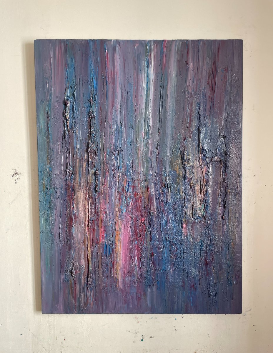 FOUGERAND " Flambé de Pétrole  " Huile sur toile 130 x 97 cm-photo-1