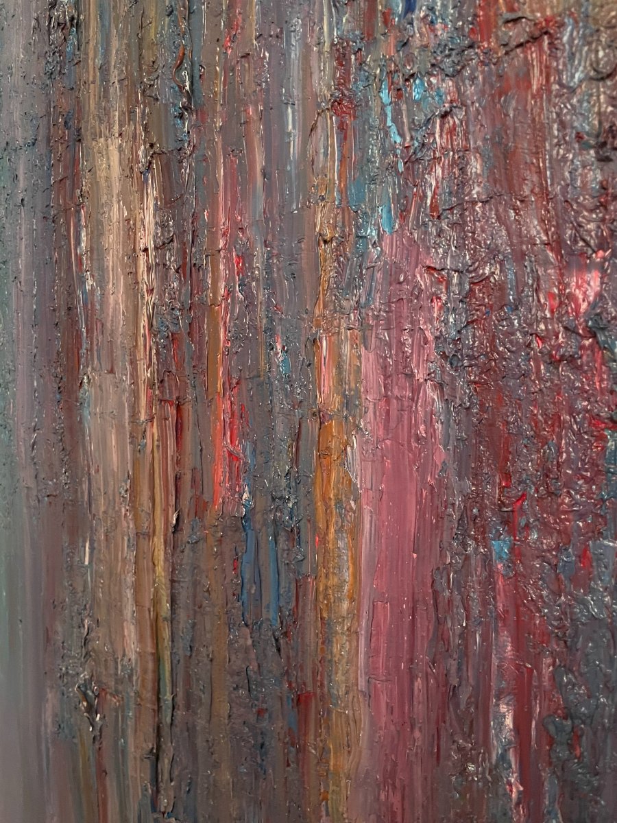 FOUGERAND " Flambé de Pétrole  " Huile sur toile 130 x 97 cm-photo-2