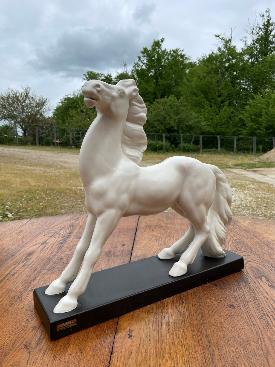 Cheval blanc en céramique -photo-3
