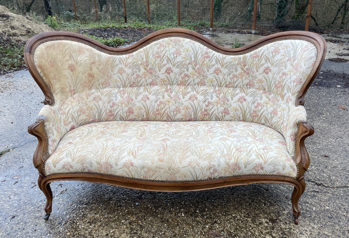 Banquette Canapé Louis Philippe en bon état - Noyer massif