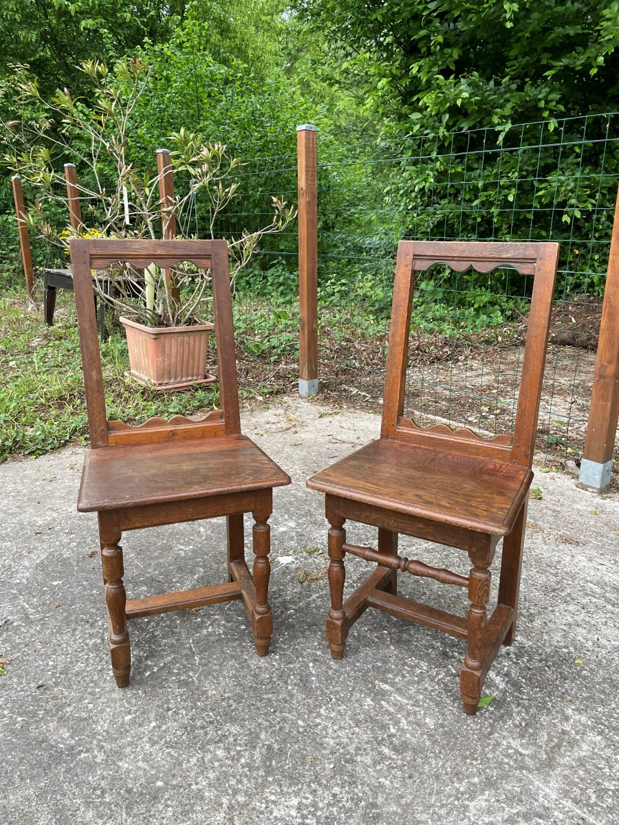 2 Chaises en bois massif -photo-1