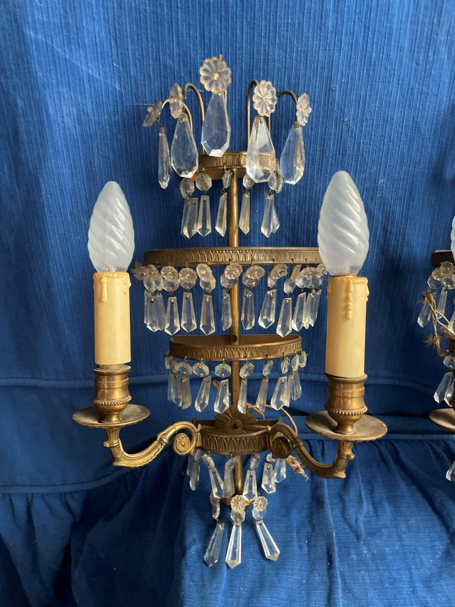 2 Bronze And Glass Wall Lights-photo-2