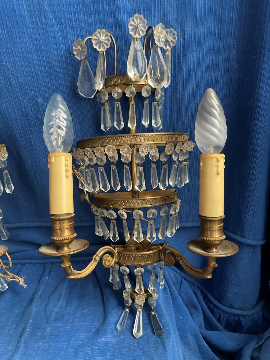 2 Bronze And Glass Wall Lights-photo-3