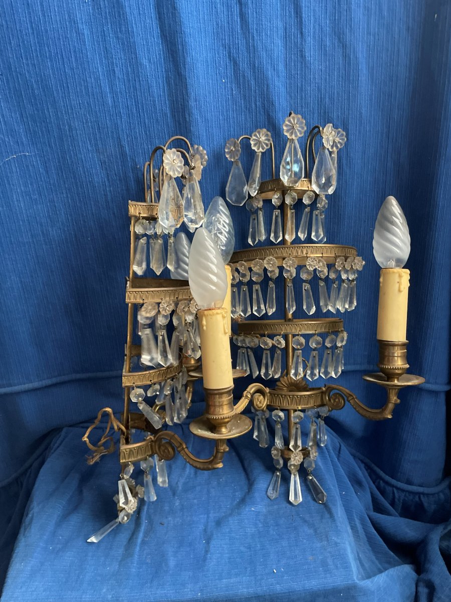 2 Bronze And Glass Wall Lights-photo-4