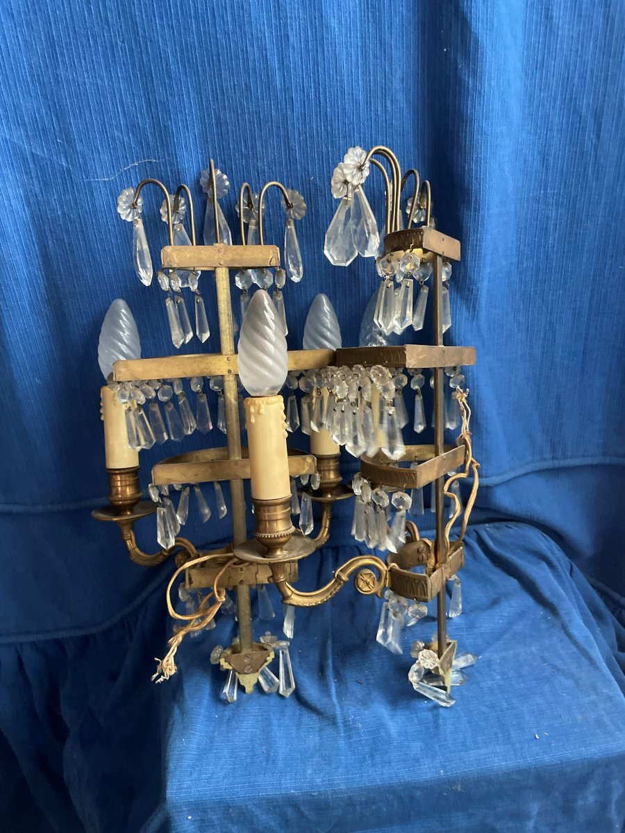 2 Bronze And Glass Wall Lights-photo-7
