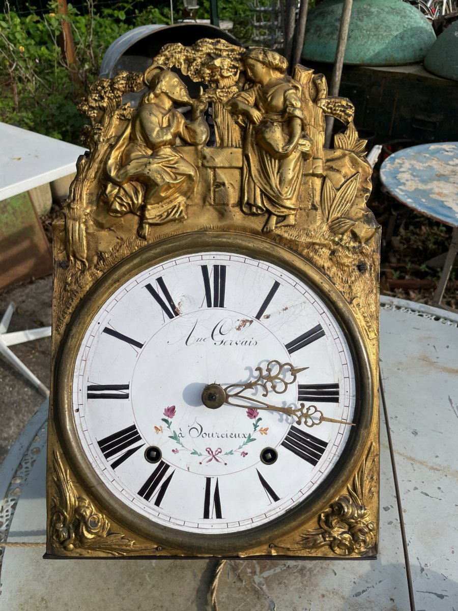 Caisse d'horloge de parquet en noyer et le mouvement -photo-2