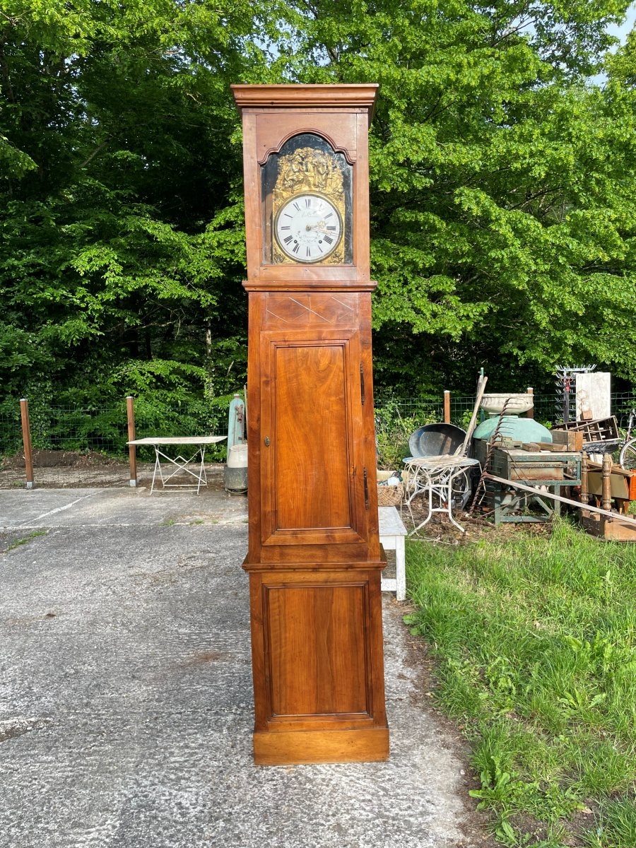 Caisse d'horloge de parquet en noyer et le mouvement -photo-7