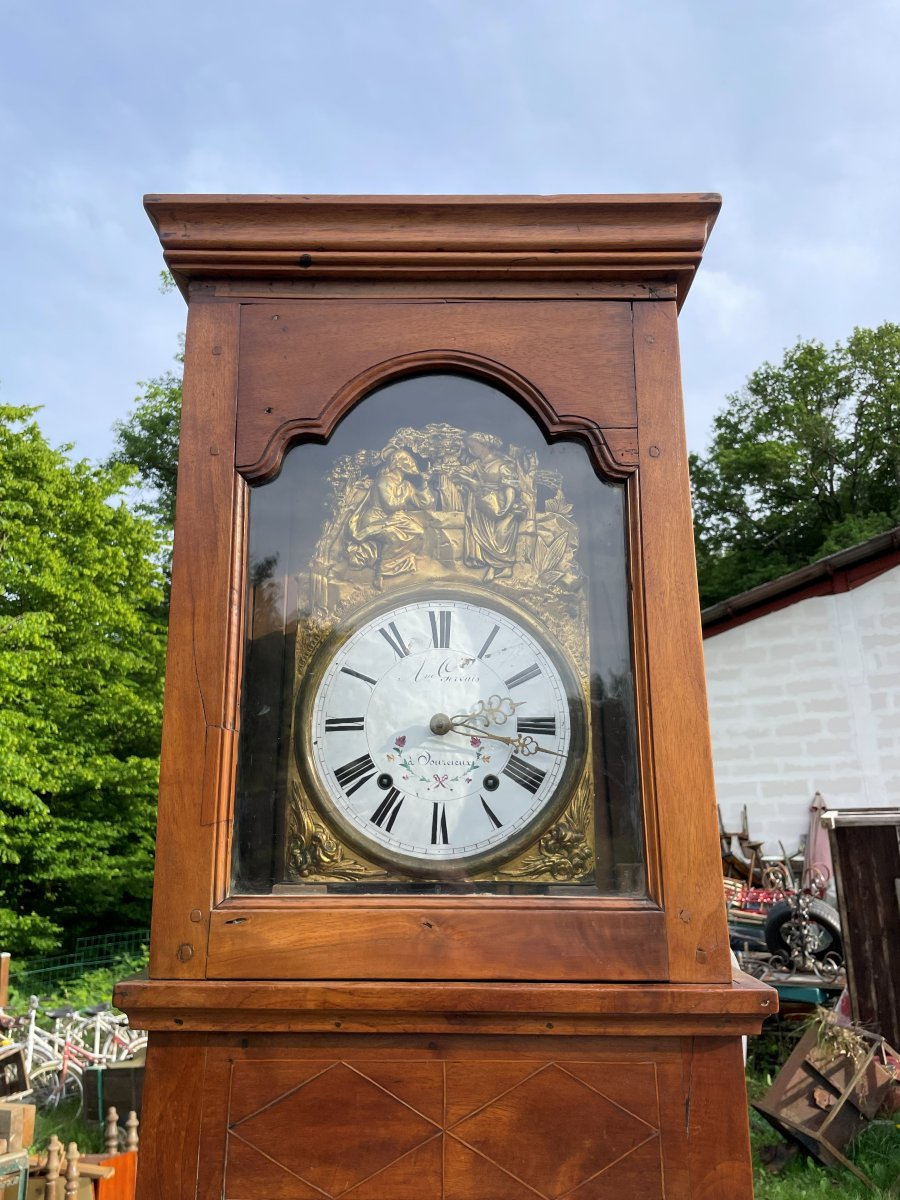 Caisse d'horloge de parquet en noyer et le mouvement -photo-8