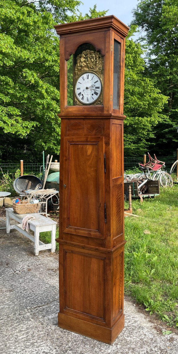 Caisse d'horloge de parquet en noyer et le mouvement 