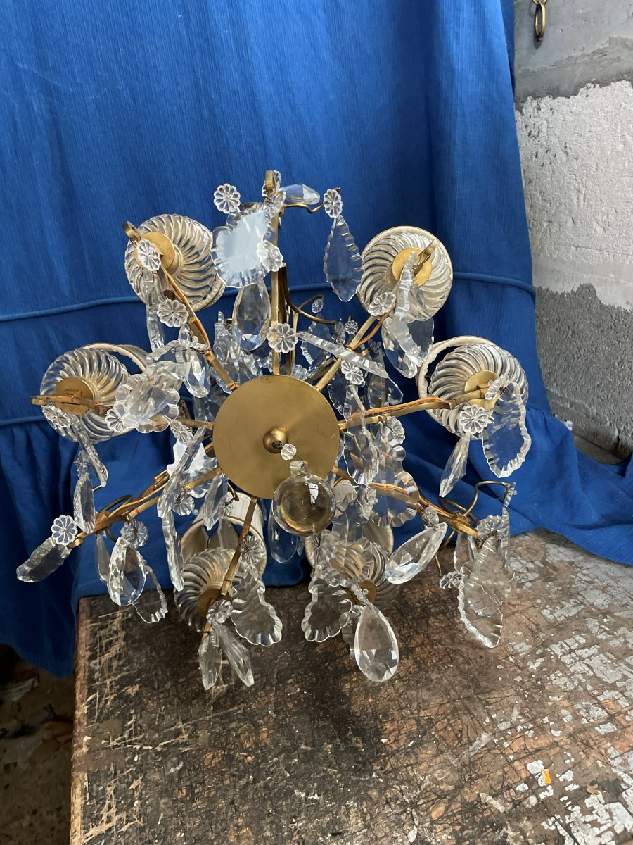 Bronze Chandelier With Pendants-photo-4