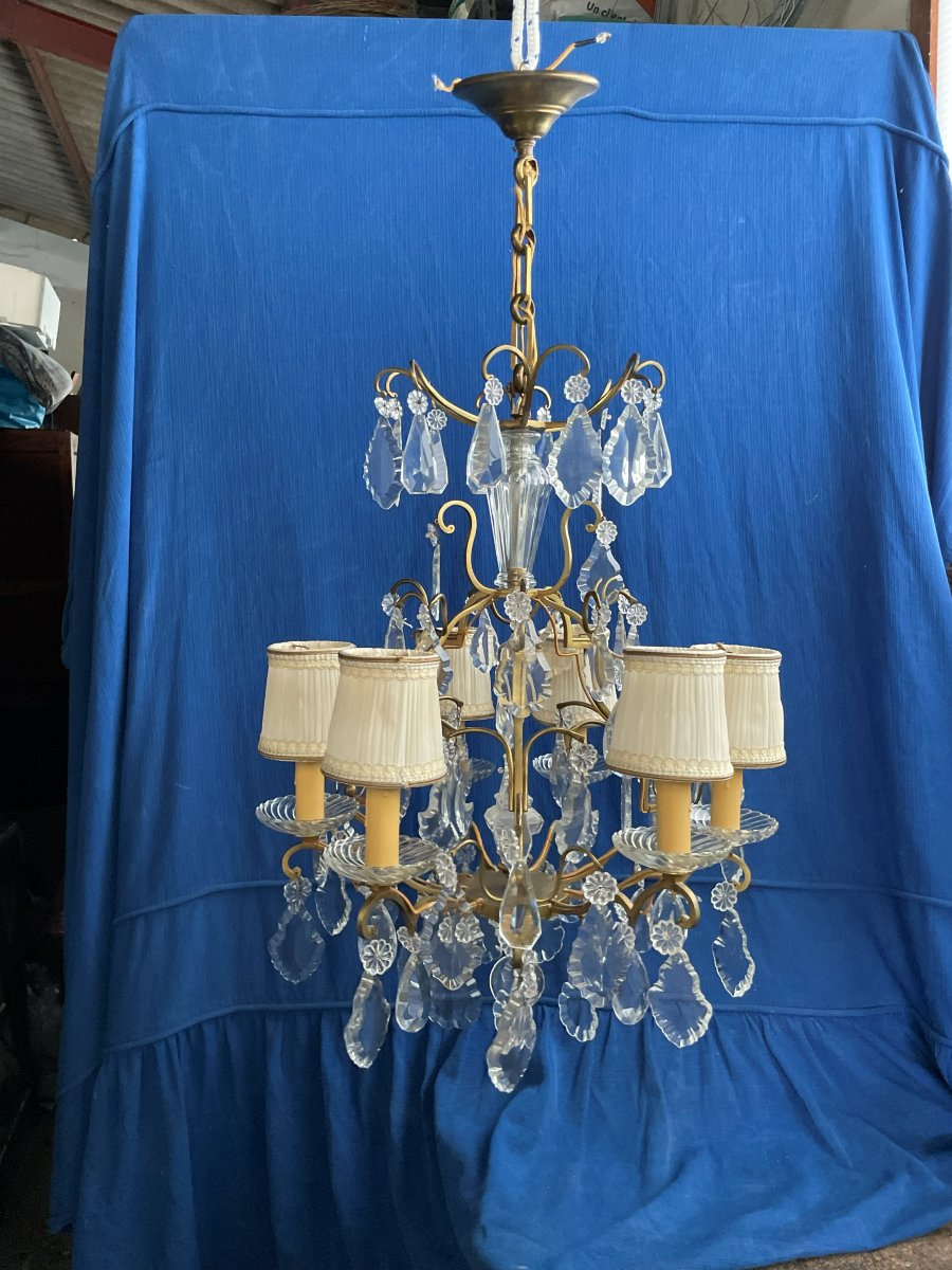 Bronze Chandelier With Pendants-photo-1