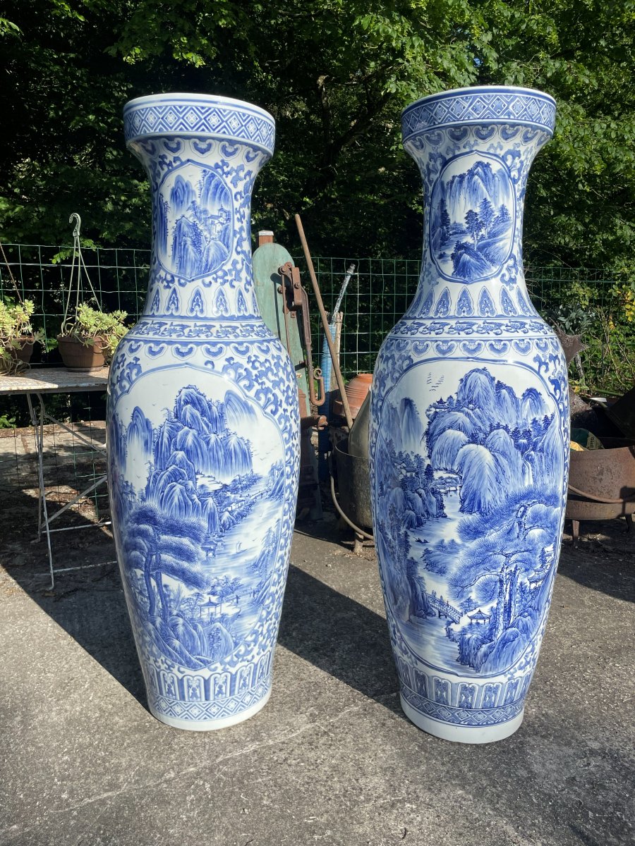  2 Large Chinese Vases - 136 Cm-photo-2