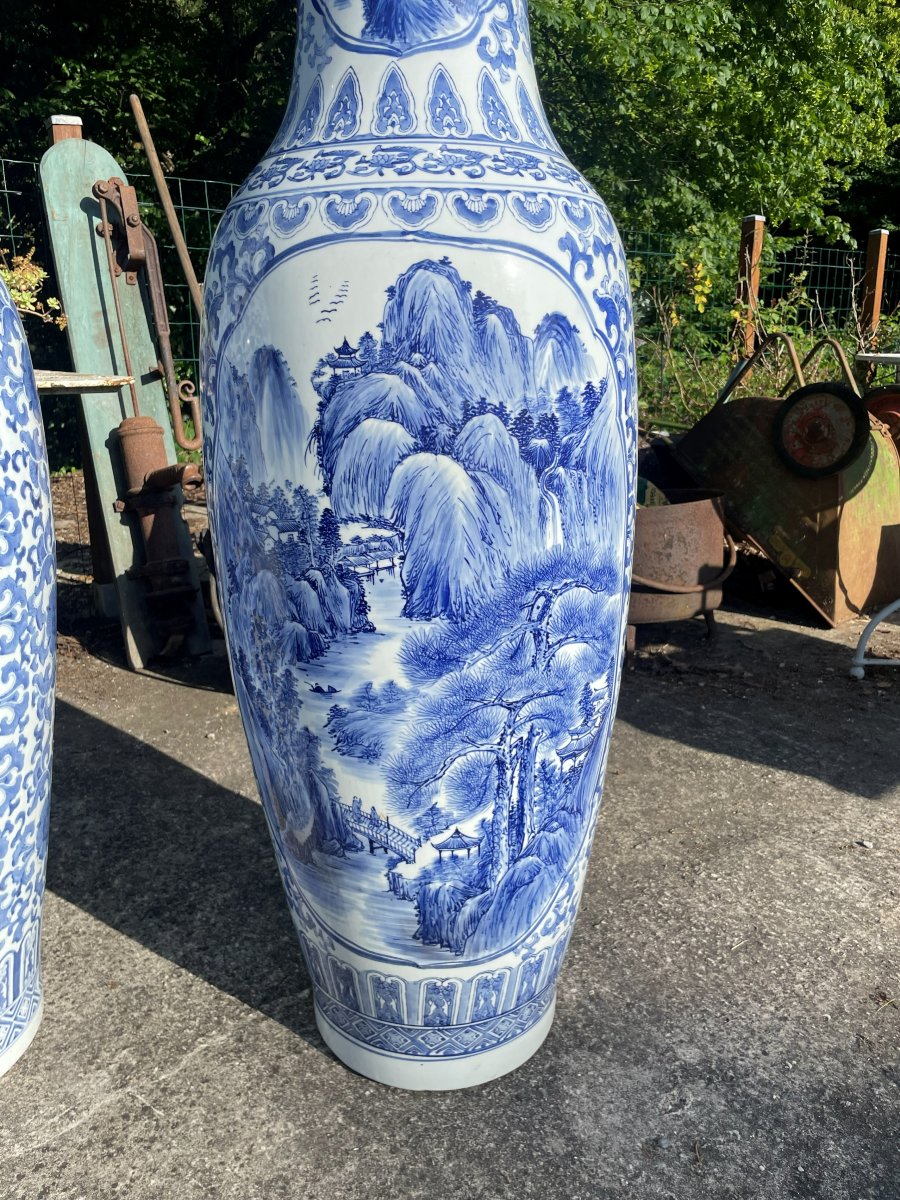  2 Large Chinese Vases - 136 Cm-photo-3
