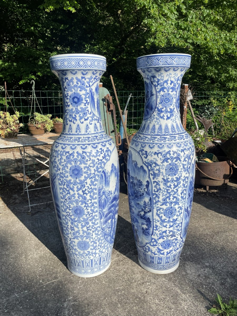  2 Large Chinese Vases - 136 Cm-photo-5