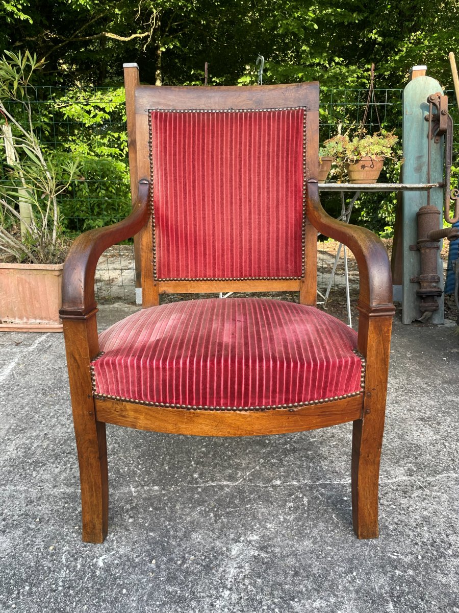 Fauteuil de 1820-30 en noyer massif -photo-3