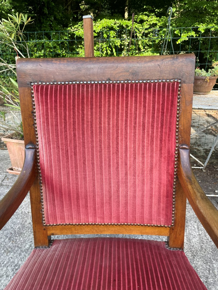Fauteuil de 1820-30 en noyer massif -photo-4