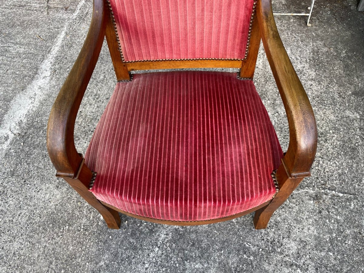 Fauteuil de 1820-30 en noyer massif -photo-1