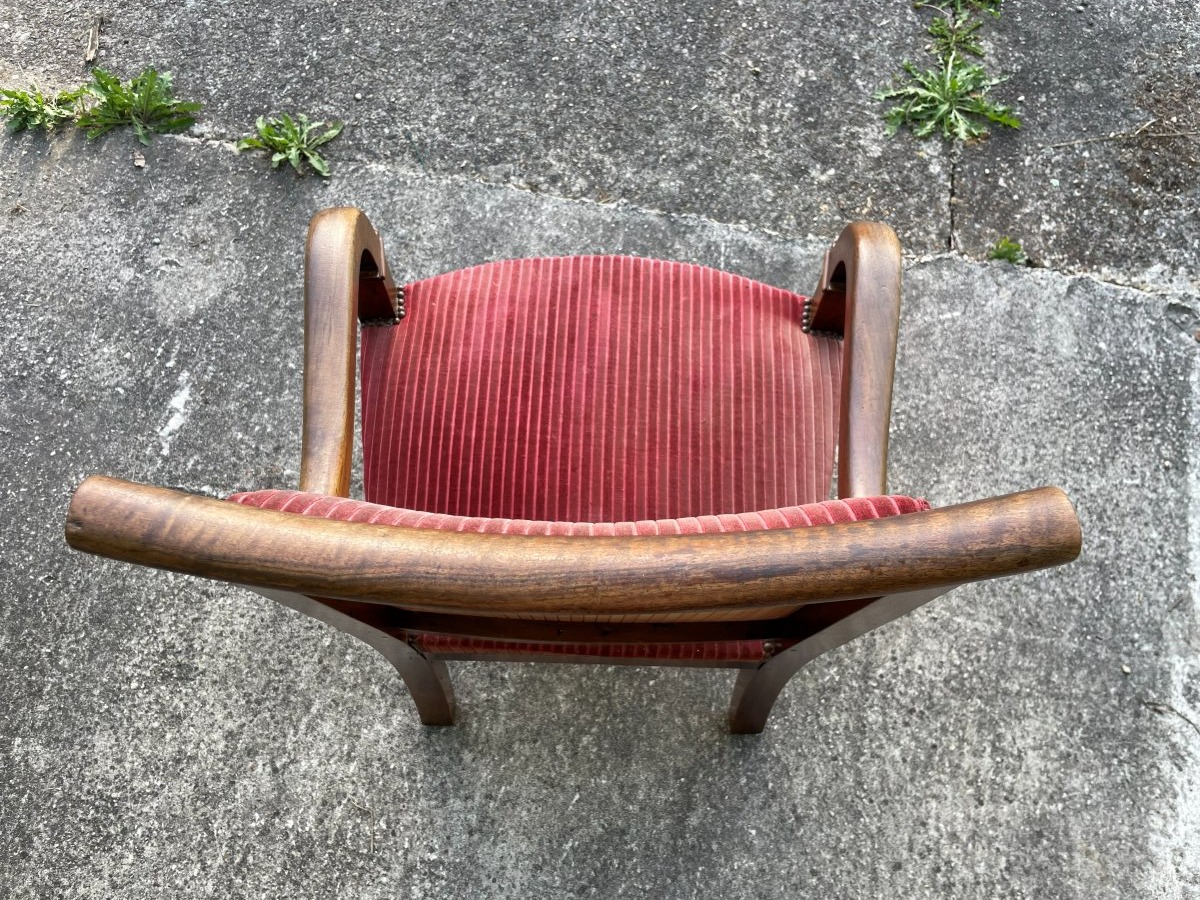 Fauteuil de 1820-30 en noyer massif -photo-2