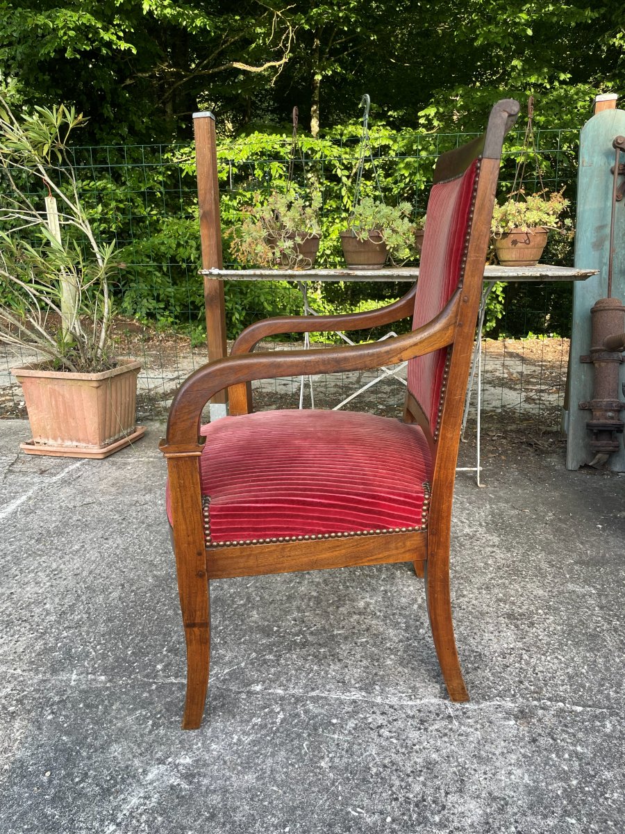 Fauteuil de 1820-30 en noyer massif -photo-4