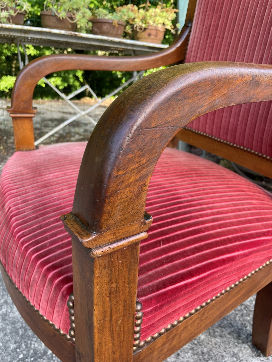 Fauteuil de 1820-30 en noyer massif -photo-7