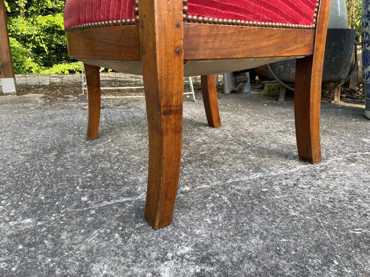 Fauteuil de 1820-30 en noyer massif -photo-8