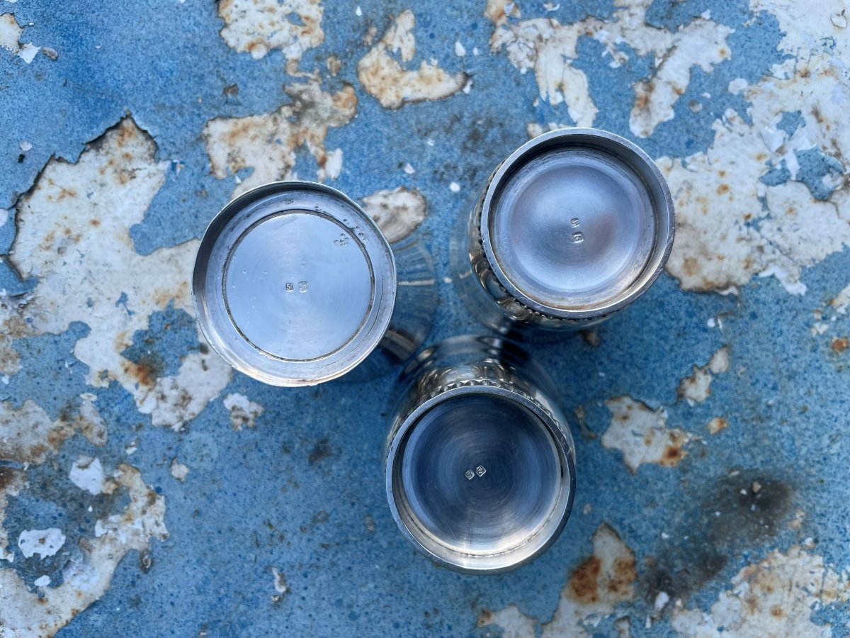 3 verres ou 3 timbales en métal argentés-photo-2