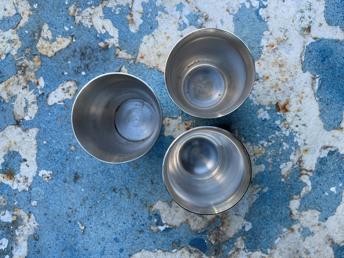 3 verres ou 3 timbales en métal argentés-photo-3