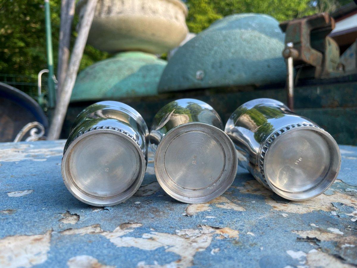 3 verres ou 3 timbales en métal argentés-photo-7