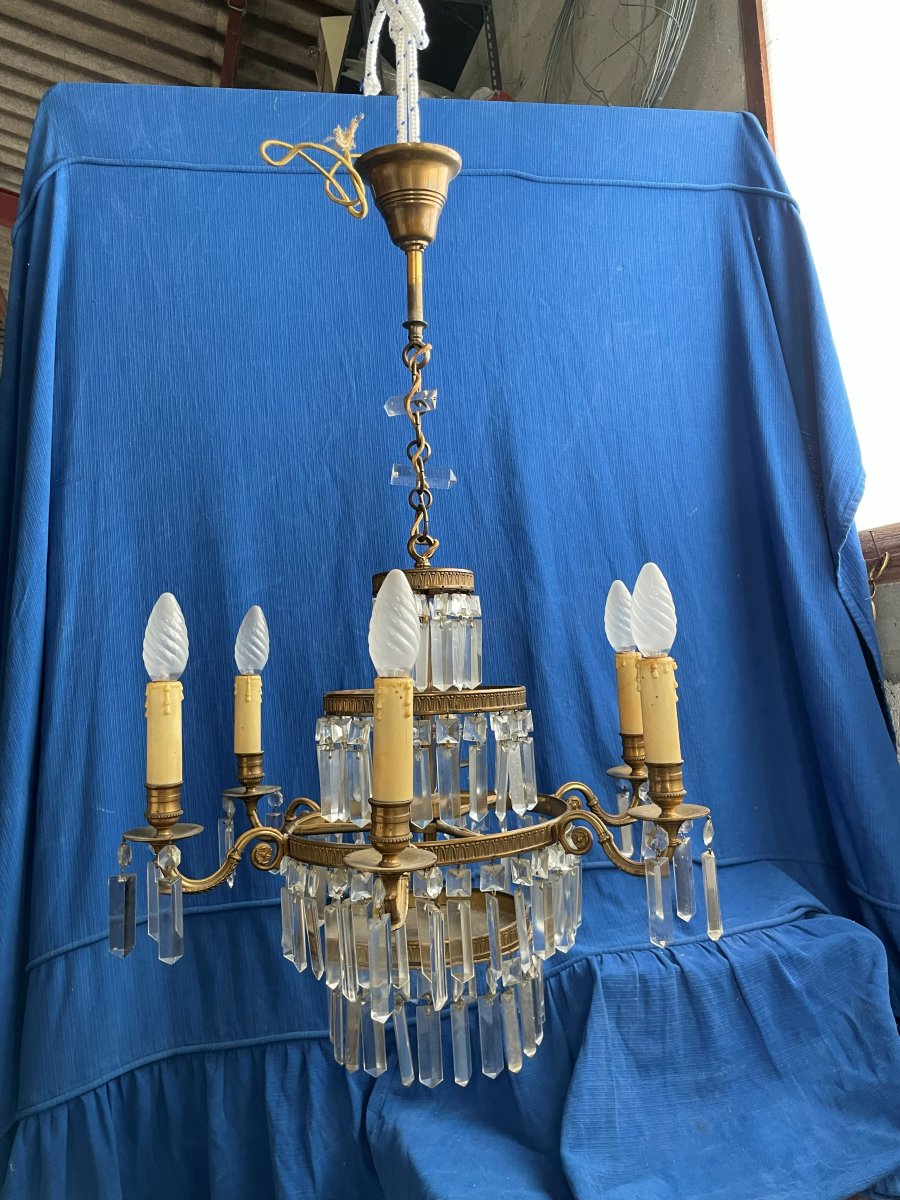 Bronze And Glass Chandelier-photo-2