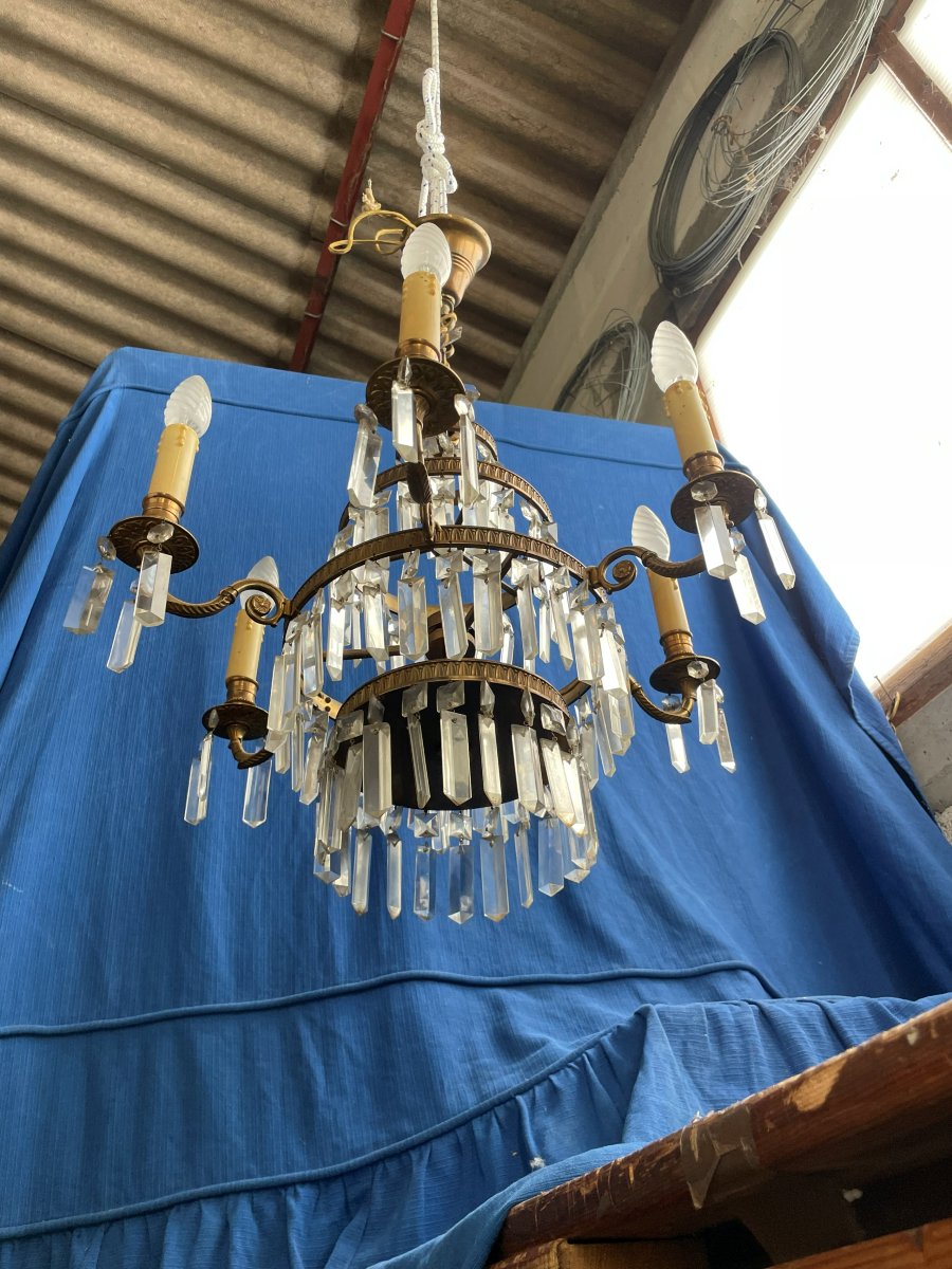 Bronze And Glass Chandelier-photo-3