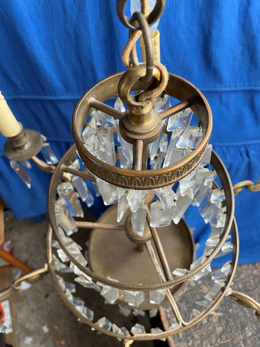 Bronze And Glass Chandelier-photo-1