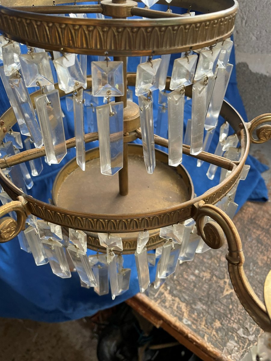 Bronze And Glass Chandelier-photo-2