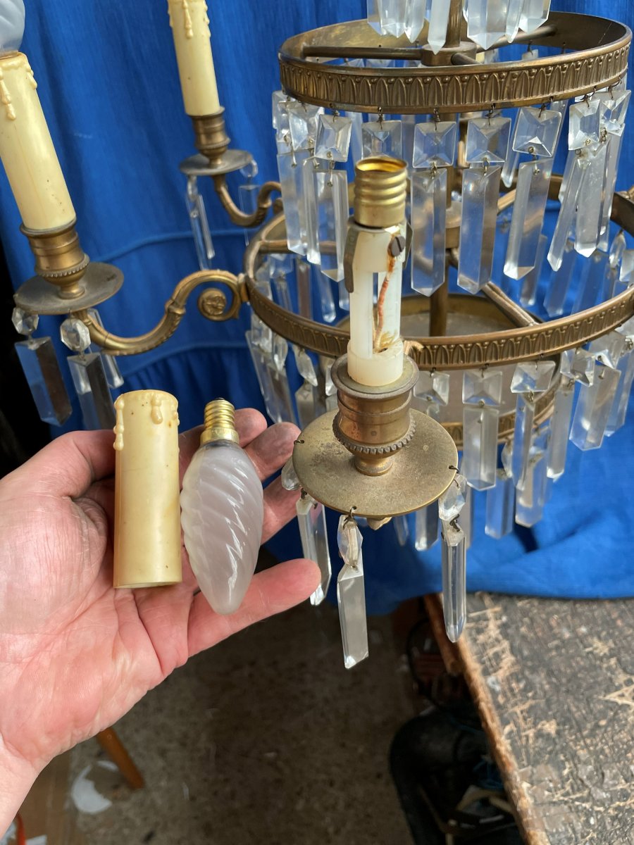 Bronze And Glass Chandelier-photo-5