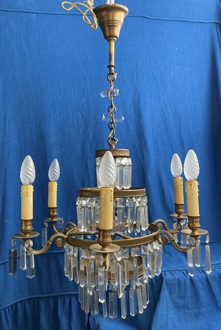 Bronze And Glass Chandelier