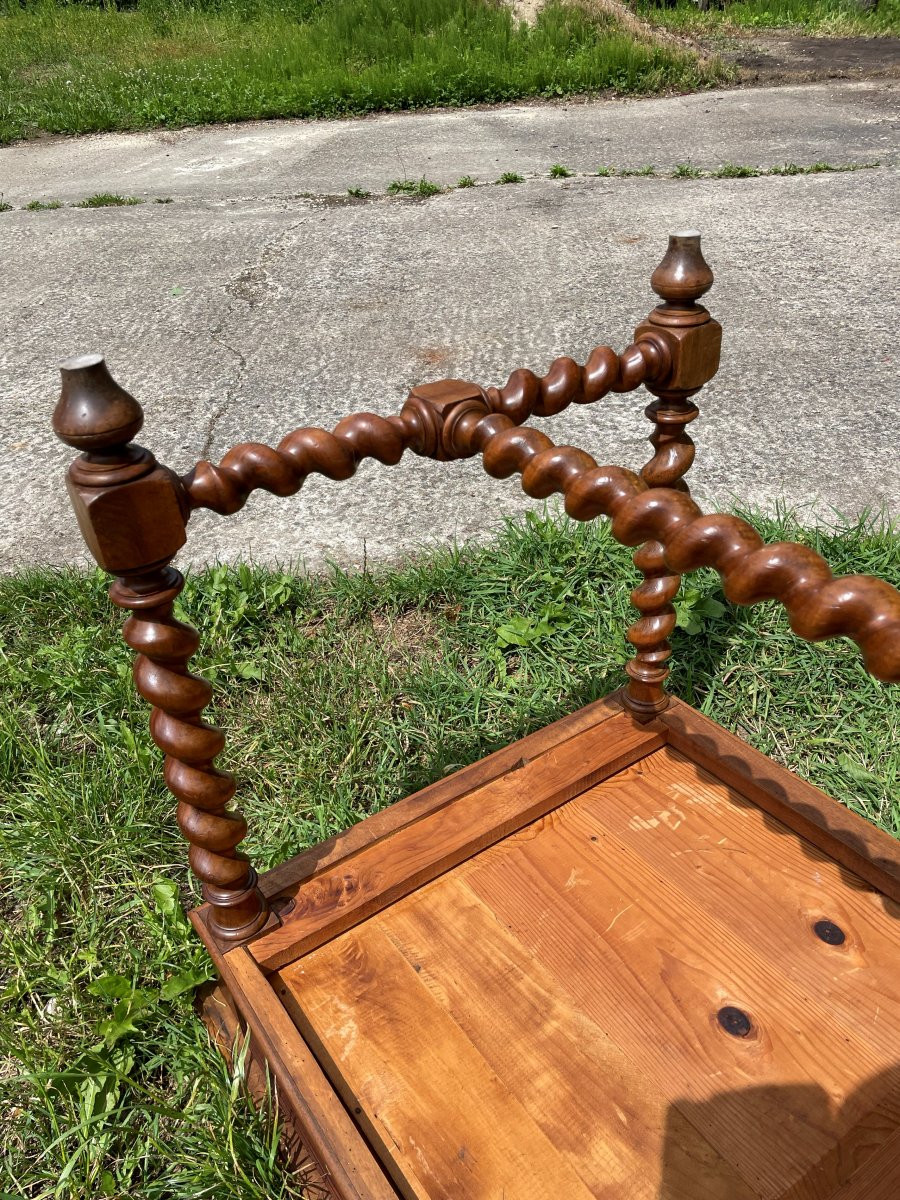 Louis XIII Style Desk In Solid Walnut-photo-4