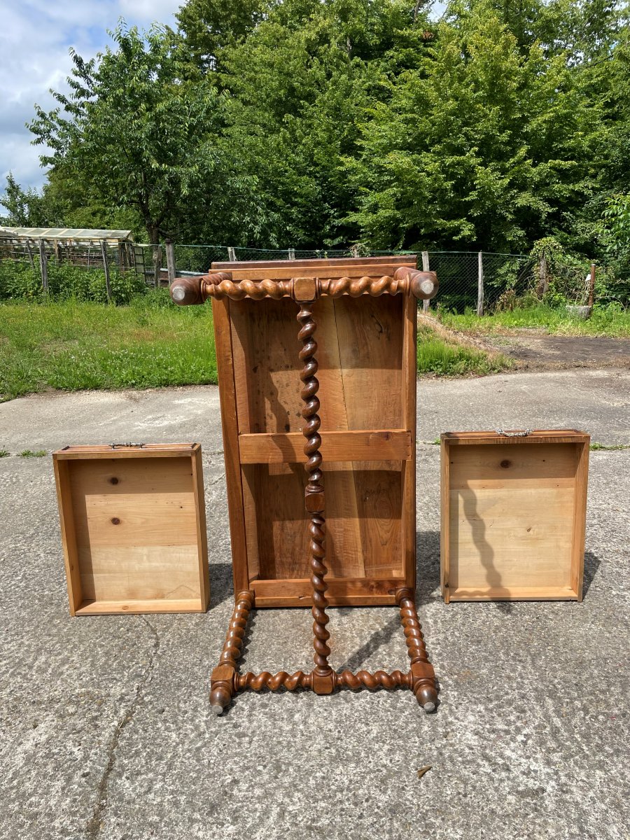 Louis XIII Style Desk In Solid Walnut-photo-2