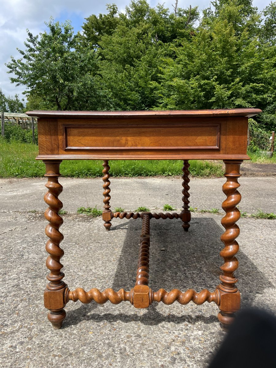 Louis XIII Style Desk In Solid Walnut-photo-3