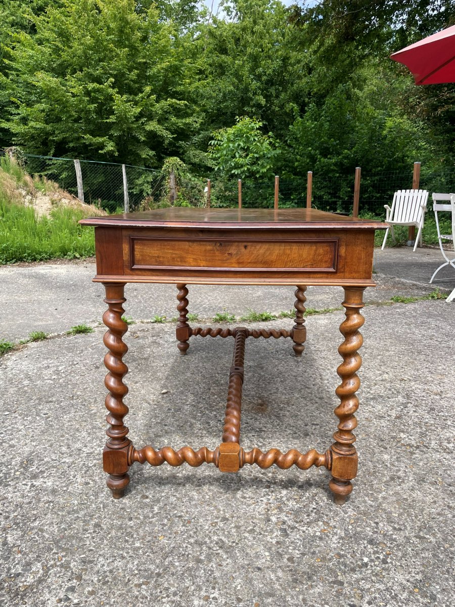 Louis XIII Style Desk In Solid Walnut-photo-5