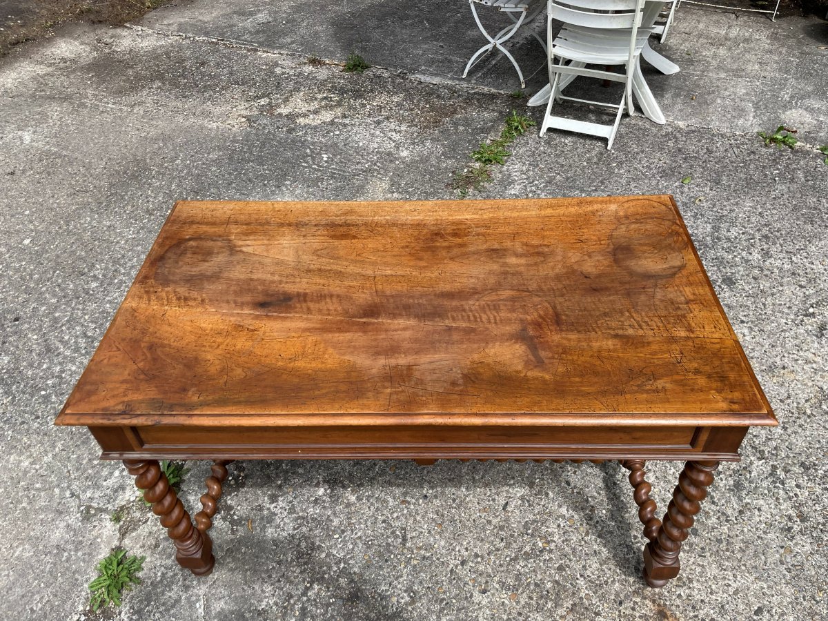 Louis XIII Style Desk In Solid Walnut-photo-7